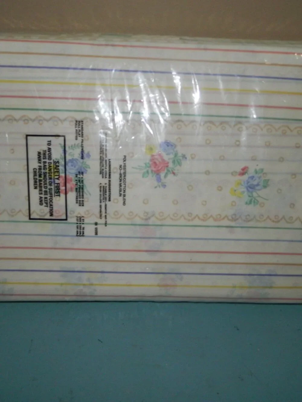 Vintage Madison Collection Floral Stripes Double/Full 4pc Bed Sheet Set NOS